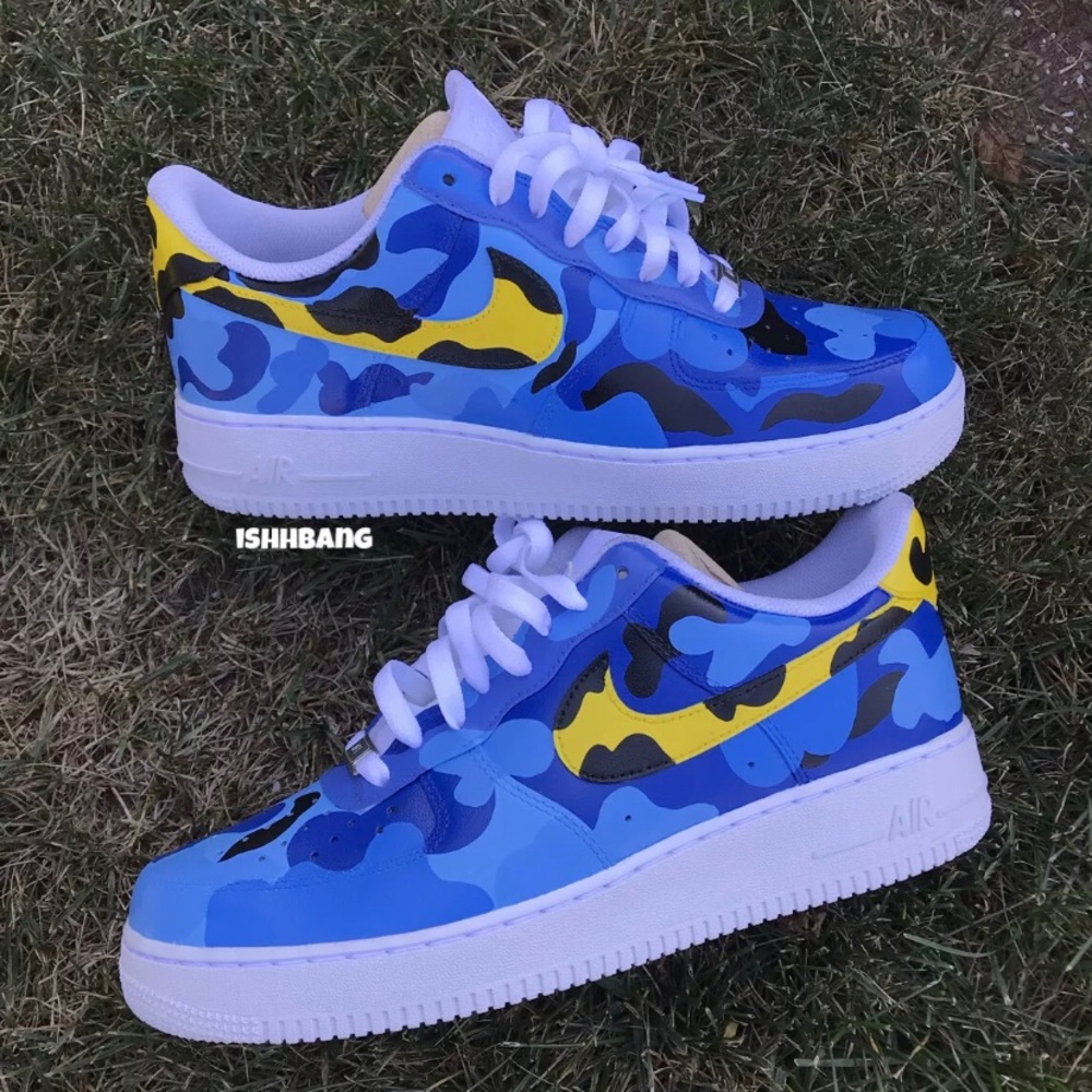 Custom Blue Bape Air Force 1s Low Top AF1s
